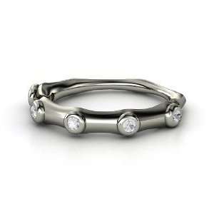    Bamboo Ring, 14K White Gold Ring with White Sapphire Jewelry