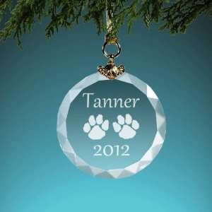   : Personalized Paw Print Crystal Christmas Ornament: Everything Else