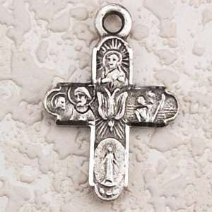 Antique Silver 4 Way Cross Crucifix Medal Charm Pendant 