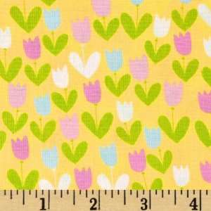   Wide Yellow Tulips Scribbles Fabric By The Yard Arts, Crafts & Sewing