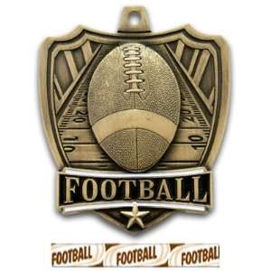 Hasty Awards 2.5 Shield Custom Football Medals GOLD MEDAL/DELUXE 