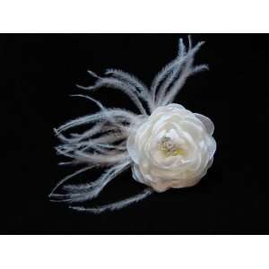 White Camilla Ostrich Feather Hair Flower Clip: Everything 