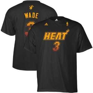  Dwyane Wade adidas Vibe Black Name and Number Miami Heat T Shirt 