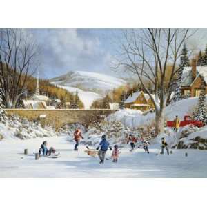  Hockey On Frozen Lake   1,000 Piece Puzzle Toys & Games