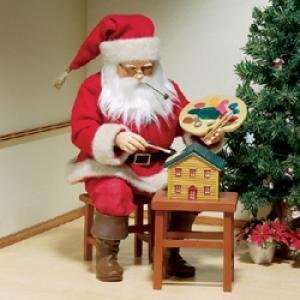  Kurt Adler Fabriche Santa Claus Painting Doll House 
