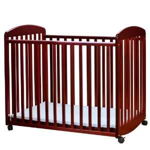  Portable Baby Crib with Casters in Cherry Finish