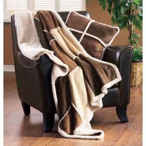  Patchwork Shearling   style Throw and Pillow