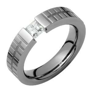  Croscia Unique Titanium Ring with Tension Set Stone 