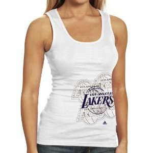   Lakers Womens Faded Stamp Long Rib Tank Top: Sports & Outdoors