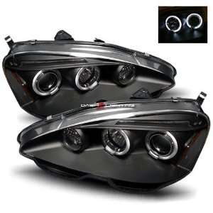    02 04 Acura RSX Halo Projector Headlights   JDM Black: Automotive