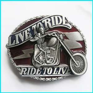   Live 2 Ride Skull Rider Biker Belt Buckle AT 065: Everything Else