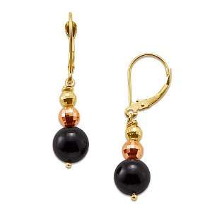  Black Coral Earrings in 14K Two Tone Gold Maui Divers of 