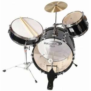   Plus Junior 3 Piece Drum Set with Cymbals   Black Musical Instruments