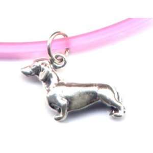   Pink Dachsund Ankle Bracelet Sterling Silver Jewelry: Kitchen & Dining