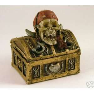   Jolly Roger Pirate Skull Treasure Chest Trinket Box x: Home & Kitchen