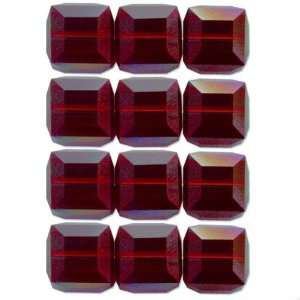  12 Garnet AB Swarovski Crystal Cube Beads 5601 4mm New 