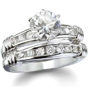    Carolines Sterling Silver CZ Wedding Ring Set   5 Jewelry