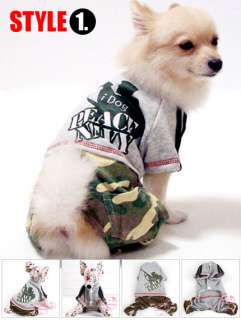 VARIOUS DOG HOODIE puppy clothes Coat Jacket Jumpsuit XS S M L XL 