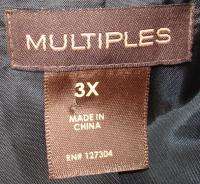 New MULTIPLES Brown Print Linen Blend Open Jacket 3X  