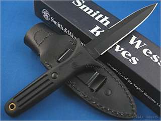 Smith & Wesson Black Double Edged Blade Dagger Point Boot Knife Brand 