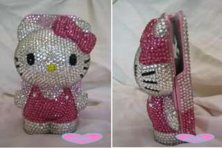 Iphone 4 4S 3GS bling crystal hello kitty Handmade 3D flip leather 