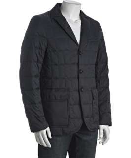 Zegna blue quilted nylon button front coat