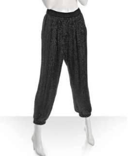 Diane Von Furstenberg black sequin silk crop draped pants   up 
