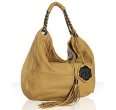 vince camuto mustard pebbled leather chain hobo bag