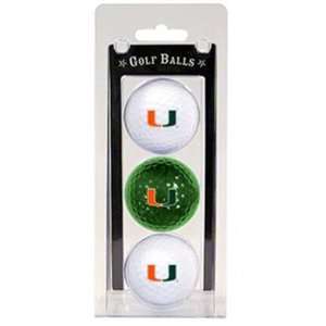 University Miami Hurricanes 3pk Pack Golf Balls New  