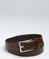 John Varvatos brown leather curved buckle belt style# 318596801