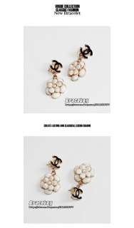 New Fashion White Double C Flower Stud Earrings   
