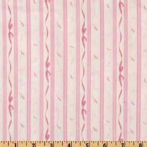  44 Wide Satin Slippers Ribbon Stripe Pink Fabric By The 