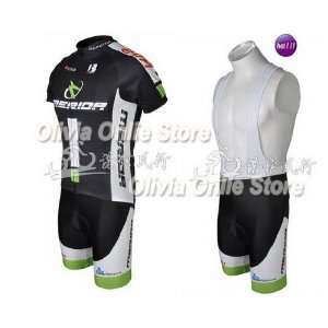  2010 merida black short sleeve cycling jersey and bib 
