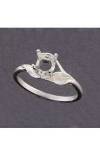 4mm   7mm) Round Three Leaf Solid Sterling Cast Ring Setting (Ring 