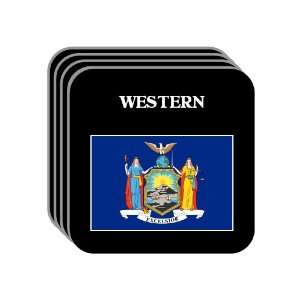 US State Flag   WESTERN, New York (NY) Set of 4 Mini Mousepad Coasters