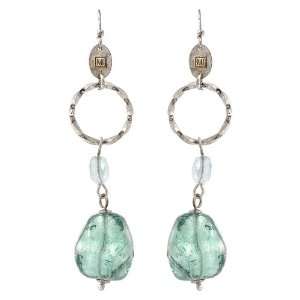    Sterling Silver Blue Ice Murano Glass Bead Drop Earrings: Jewelry