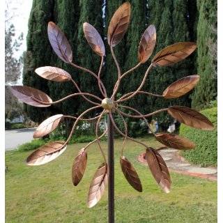 Kinetic Copper Wind Sculpture Dual Headed Spinner   Spinning Ficus 