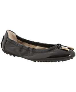 Tods black patent leather Dee Dee tie flats  