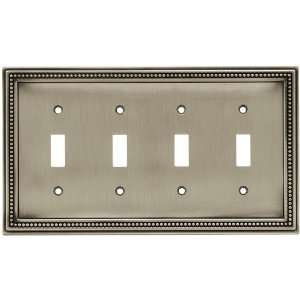  BRAINERD 64774 Beaded Quad Switch Wall Plate, Brushed 