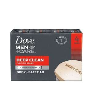   Men + Care Body and Face Bar, Deep Clean, 4 Bar (Pack of 2) Beauty