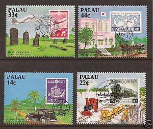 PALAU #164 7 Japanese Stamps Post Office Car Airplane  