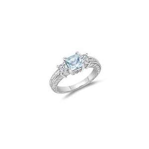  0.49 Cts Diamond & 0.70 Cts Aquamarine Ring in 14K White 