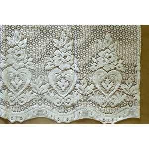   Hearts Lace Kitchen Curtains / Tiers 60w X 24l: Kitchen & Dining