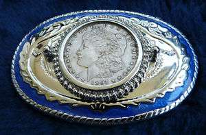   Morgan Silver Dollar Coin Western Style Cowboy Cowgirl Belt Buckle