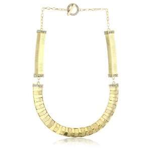 Belle Noel Pharaoh Matte and Shiny Gold Striped Collar Necklace