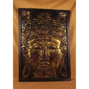 Miami Mumbai Buddha Antique Finish   Big Panel Wood PanelWP011 