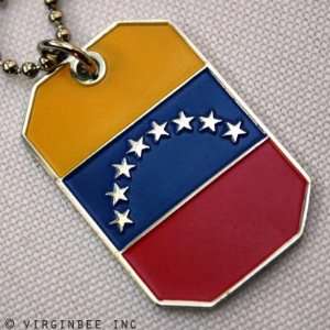 VENEZUELA FLAG BANDERA NATIONAL PRIDE PENDANT DOG TAG BALL CHAIN 