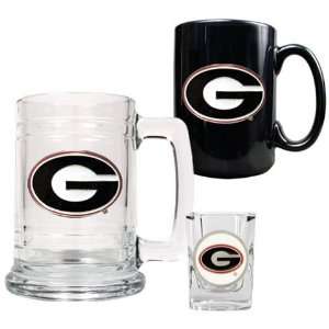  Georgia Bulldogs Tankard, Mug & Shot Glass Set: Kitchen 