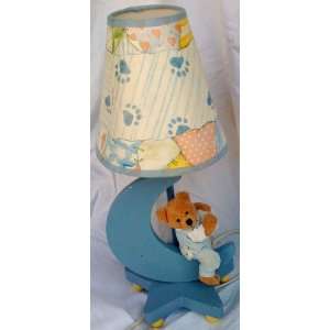  Teddy Bear on Moon Baby Boy Room Lamp and Shade: Home 