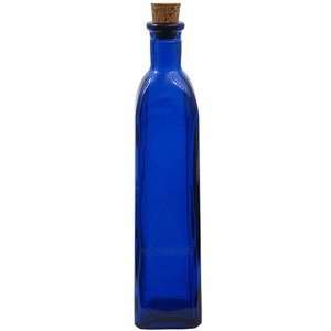  13oz Blue Rectangle Glass Bottle 